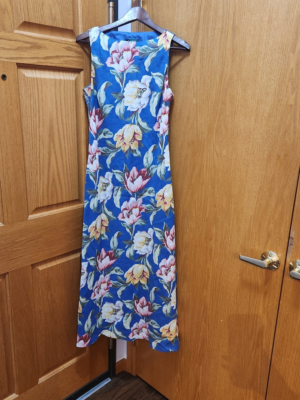 Ralph Lauren Blue Floral Maxi Linen Long Dress